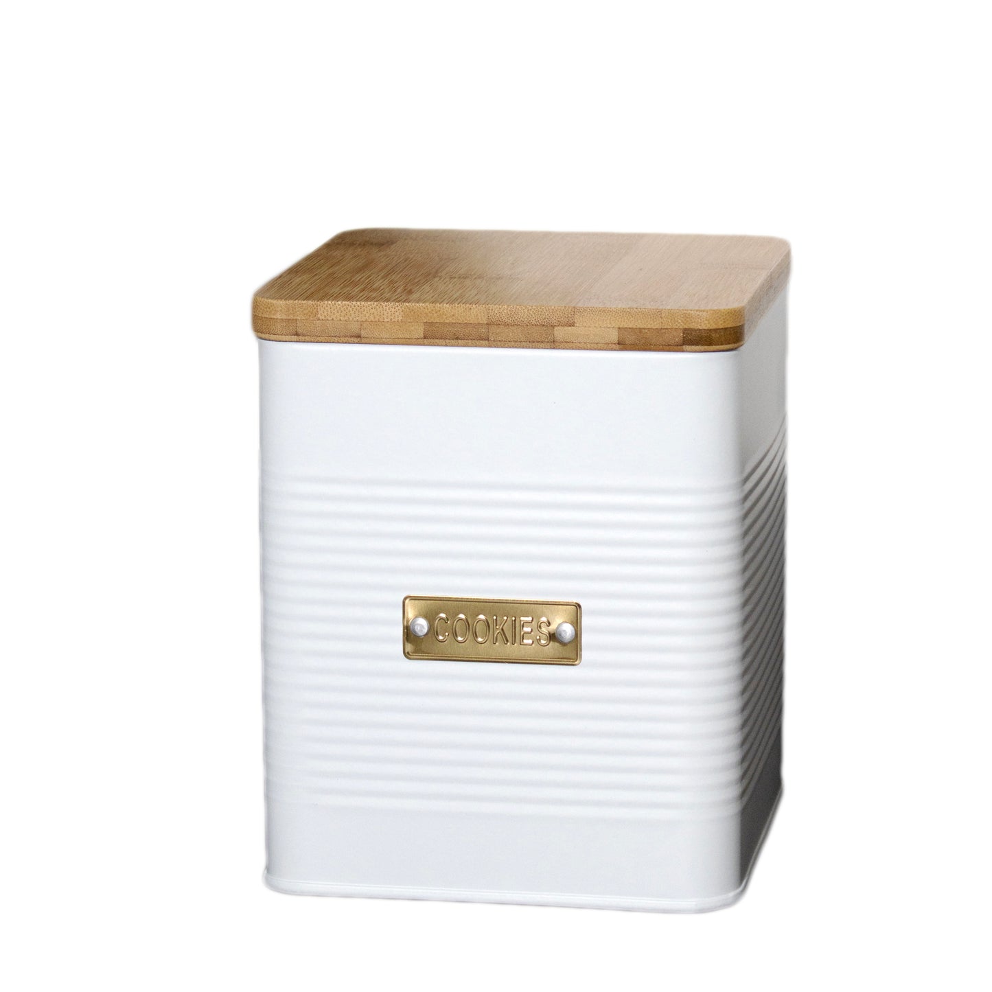 White And Gold Ribbed Cookie Tin