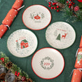 Set Of 4 Speckle Stoneware Christmas Side Plates