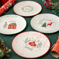 Set Of 4 Speckle Stoneware Christmas Dinner Plates