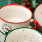 Set Of 4 Stoneware Christmas Soup Bowls With Handles