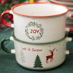 Set Of 4 Stoneware Christmas Soup Bowls With Handles