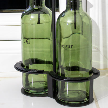 Green Glass Oil & Vinegar Set