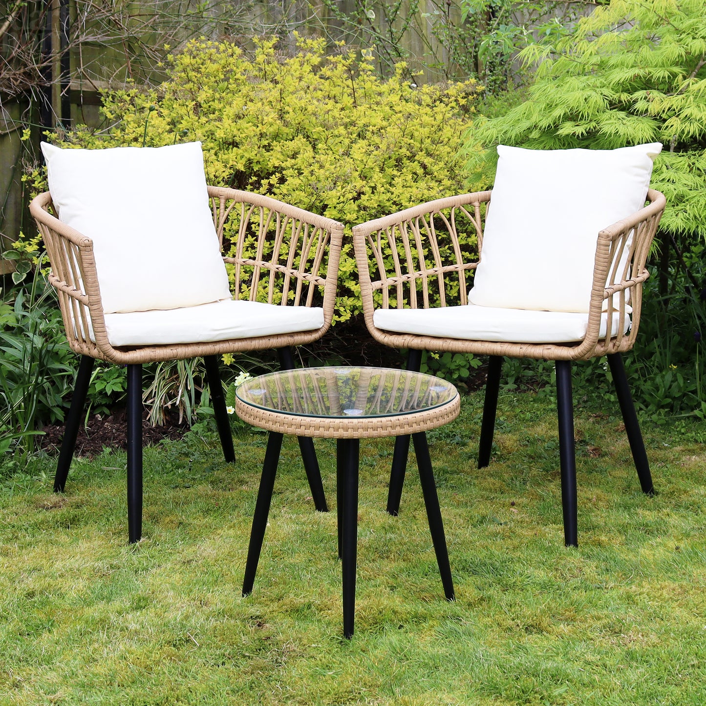 Two Seater Boho Rattan Garden Bistro Set