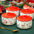 Set Of 2 Christmas Woodland Ceramic Storage Jars