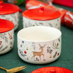 Set Of 2 Christmas Woodland Ceramic Storage Jars
