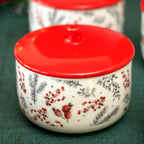 Set Of 2 Christmas Woodland Ceramic Storage Jars
