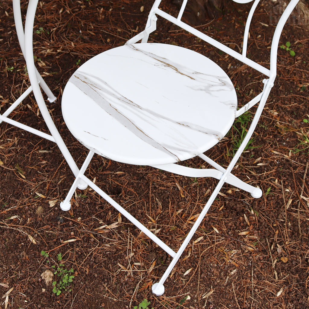 2 Seater Marble Effect Metal Garden Bistro Set