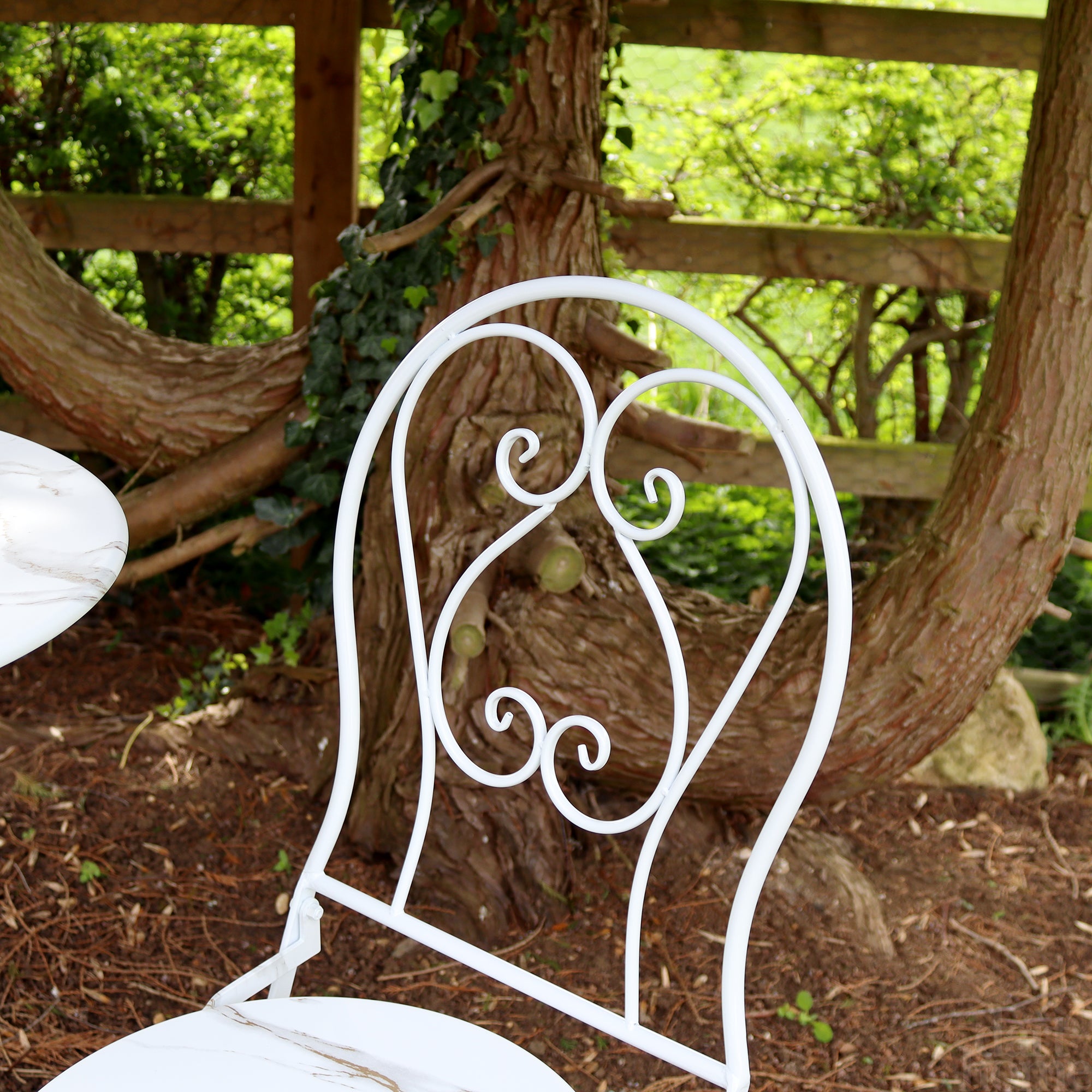 2 Seater Marble Effect Metal Garden Bistro Set