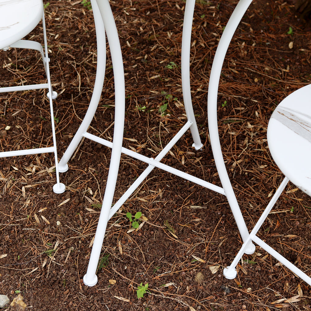 2 Seater Marble Effect Metal Garden Bistro Set