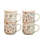 Set Of 4 Woodland Christmas Mugs