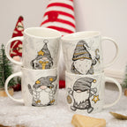 Set Of 4 Grey & Gold Gonk Mugs