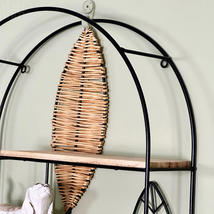 Arched Rattan Leaf Wall Shelf