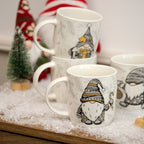 Set Of 4 Grey & Gold Gonk Mugs