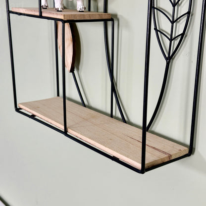 Arched Rattan Leaf Wall Shelf