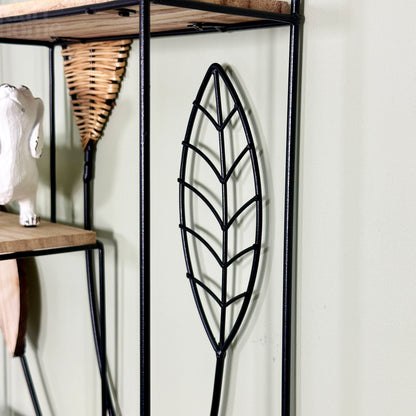 Arched Rattan Leaf Wall Shelf