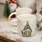 Set Of 4 Grey & Gold Gonk Mugs