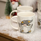 Set Of 4 Grey & Gold Gonk Mugs