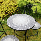 3 Piece Grey Mosaic Garden Bistro Set