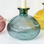 Set Of 3 Boho Glass Candlestick Holders