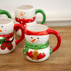 Set Of 4 Christmas Snowman Mugs
