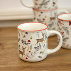 Set Of 4 Woodland Christmas Mugs