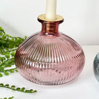 Set Of 3 Boho Glass Candlestick Holders