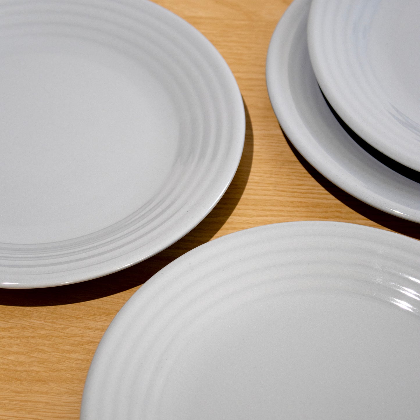 Set Of 4 Grey Ribbed Side Plates