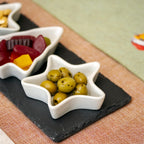 Christmas Star & Tree Serving Dishes On Slate Tray