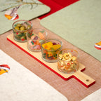 5 Piece Christmas Glass Snack Bowls On Bamboo Tray