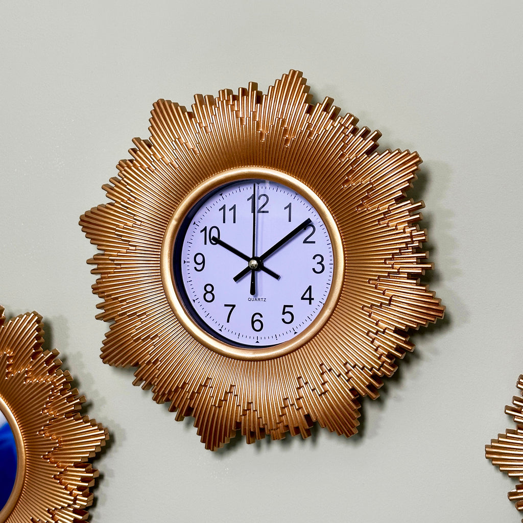 Set Of 3 Sunburst Clock With Mirrors