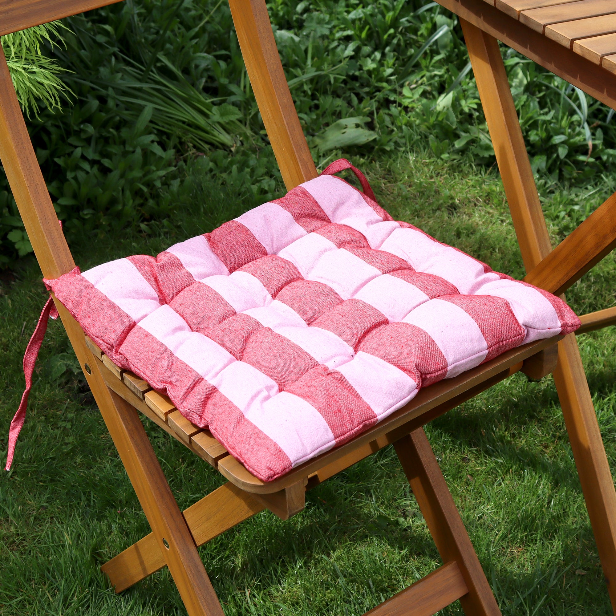 Striped Pink Outdoor Seat Pad