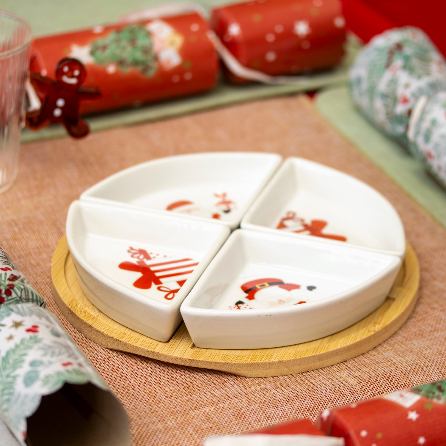 5 Piece Round Christmas Serving Set