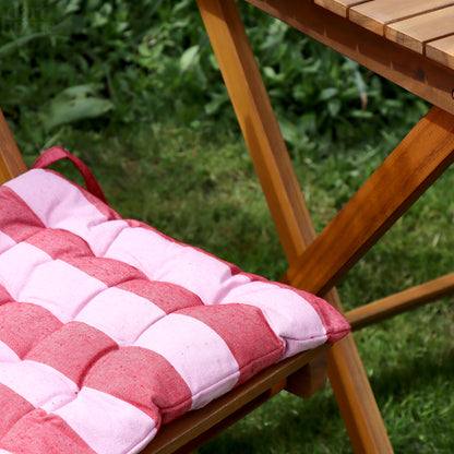 Set Of 2 Striped Pink Outdoor Seat Pads