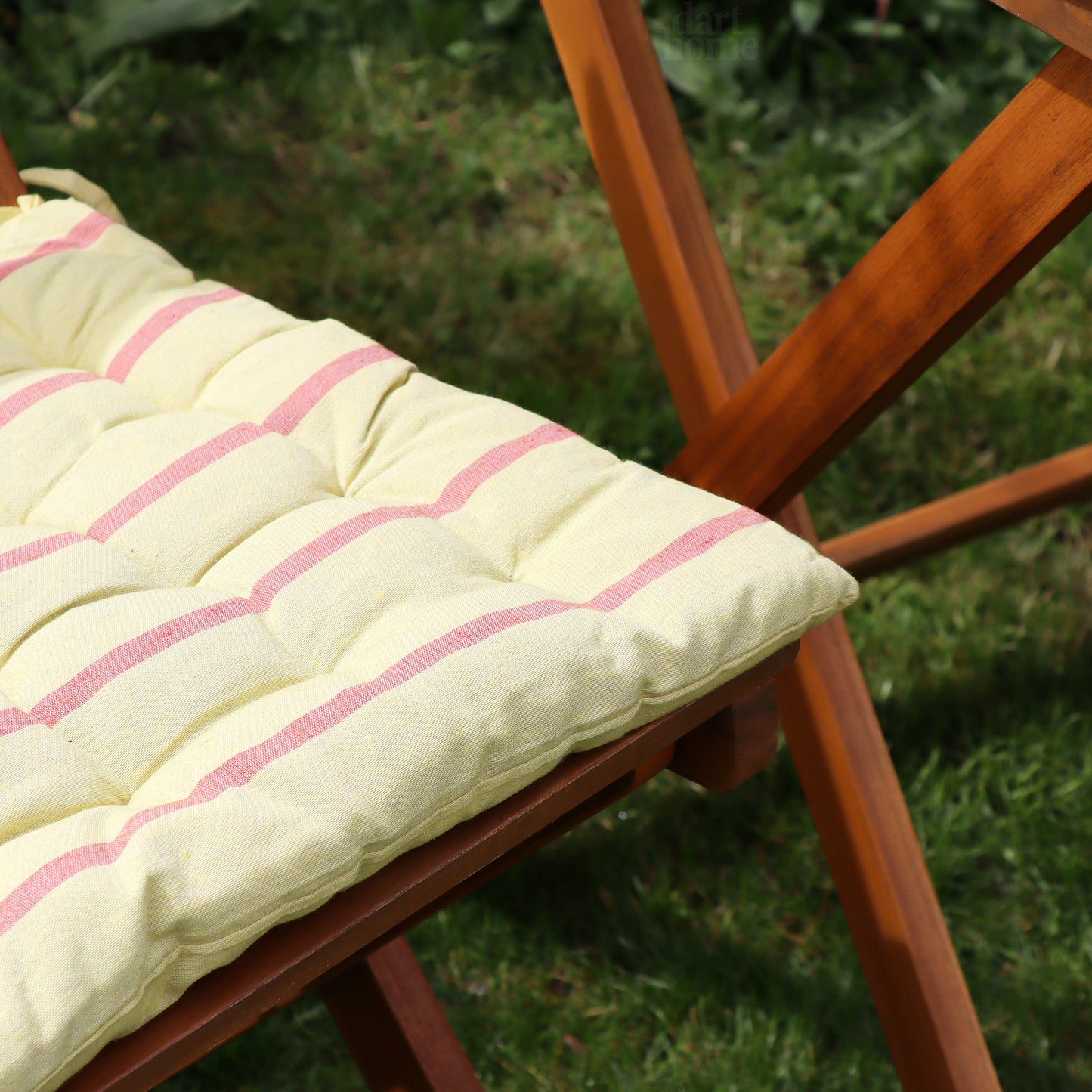 Set Of 2 Striped Yellow And Pink Outdoor Seat Pads
