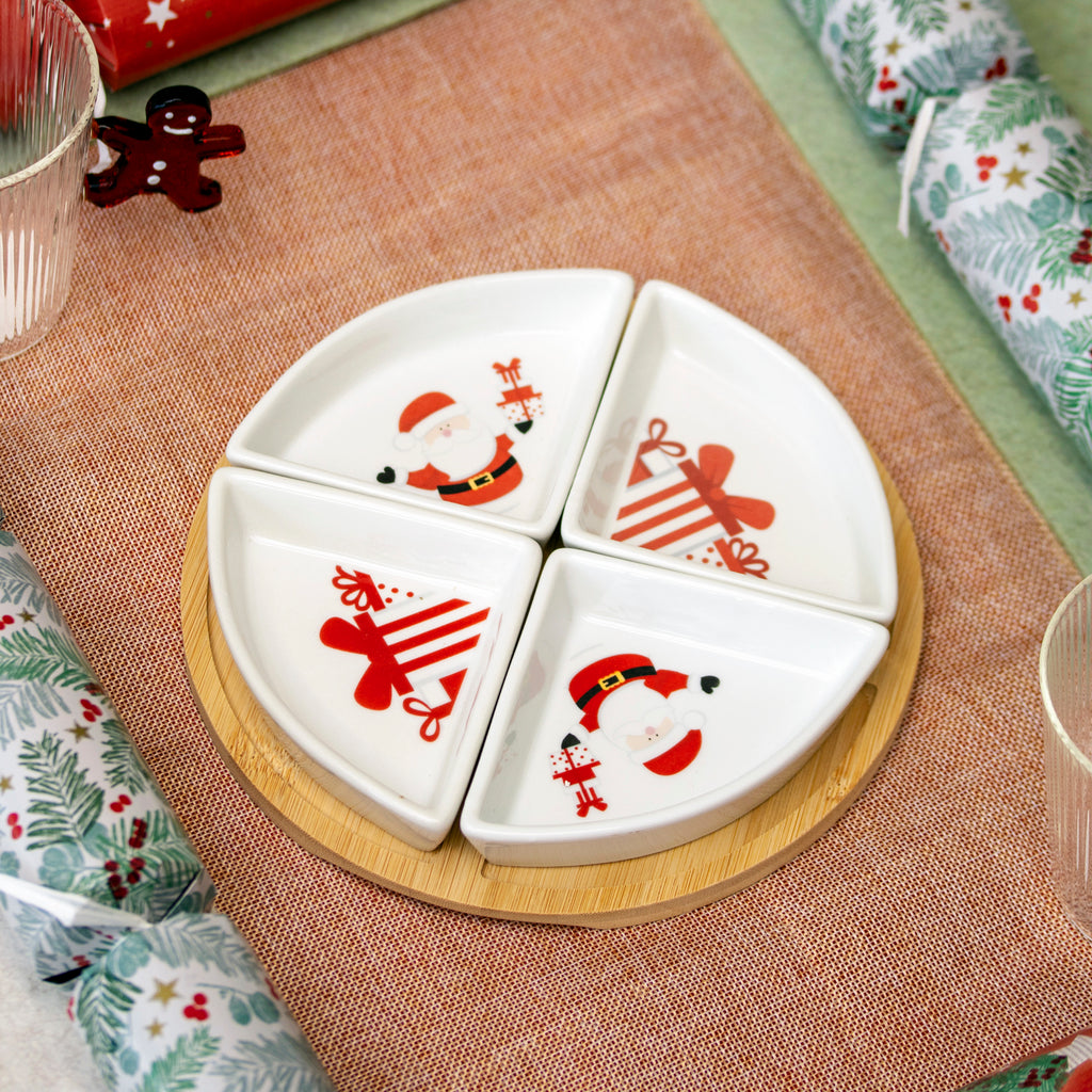 5 Piece Round Christmas Serving Set