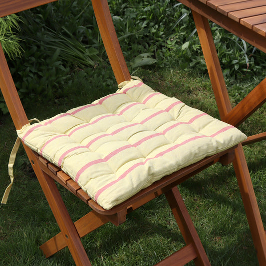 Set Of 2 Striped Yellow And Pink Outdoor Seat Pads