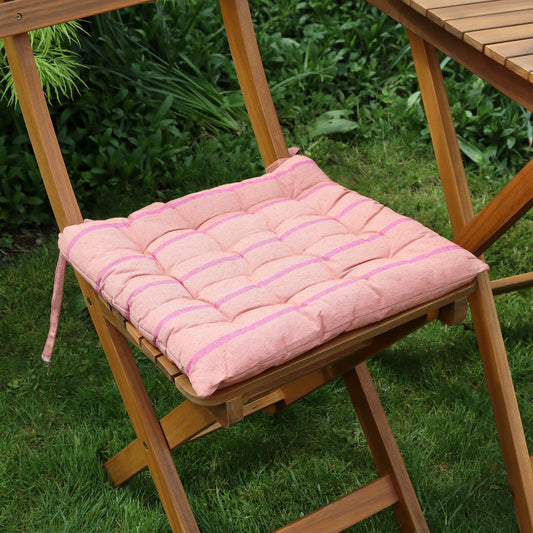 Set Of 2 Striped Peach And Pink Outdoor Seat Pads