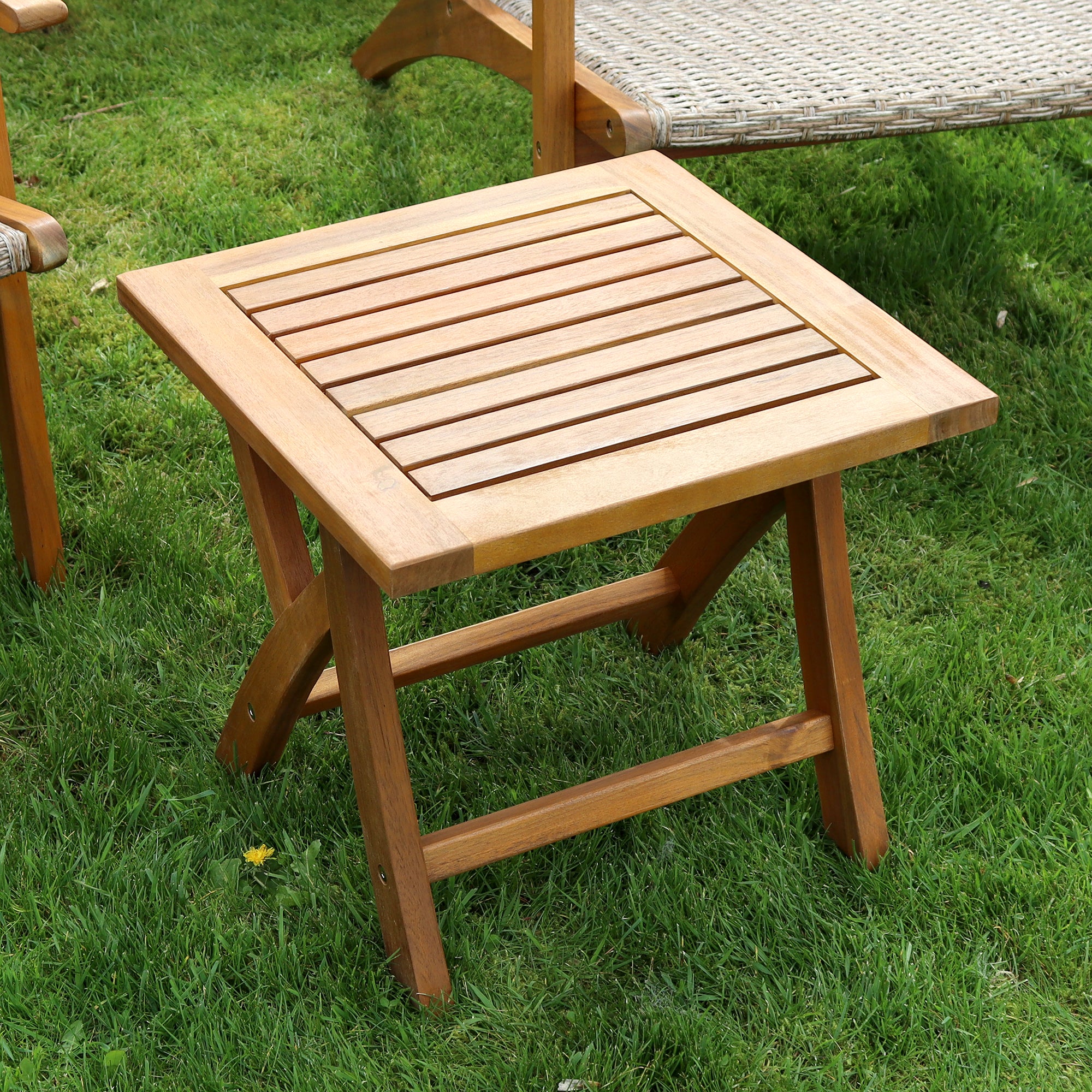 2 Seater Acacia Wood And PP Wicker Garden Bistro Set