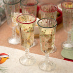 Set Of 6 Christmas Hollyberry Champagne Flutes