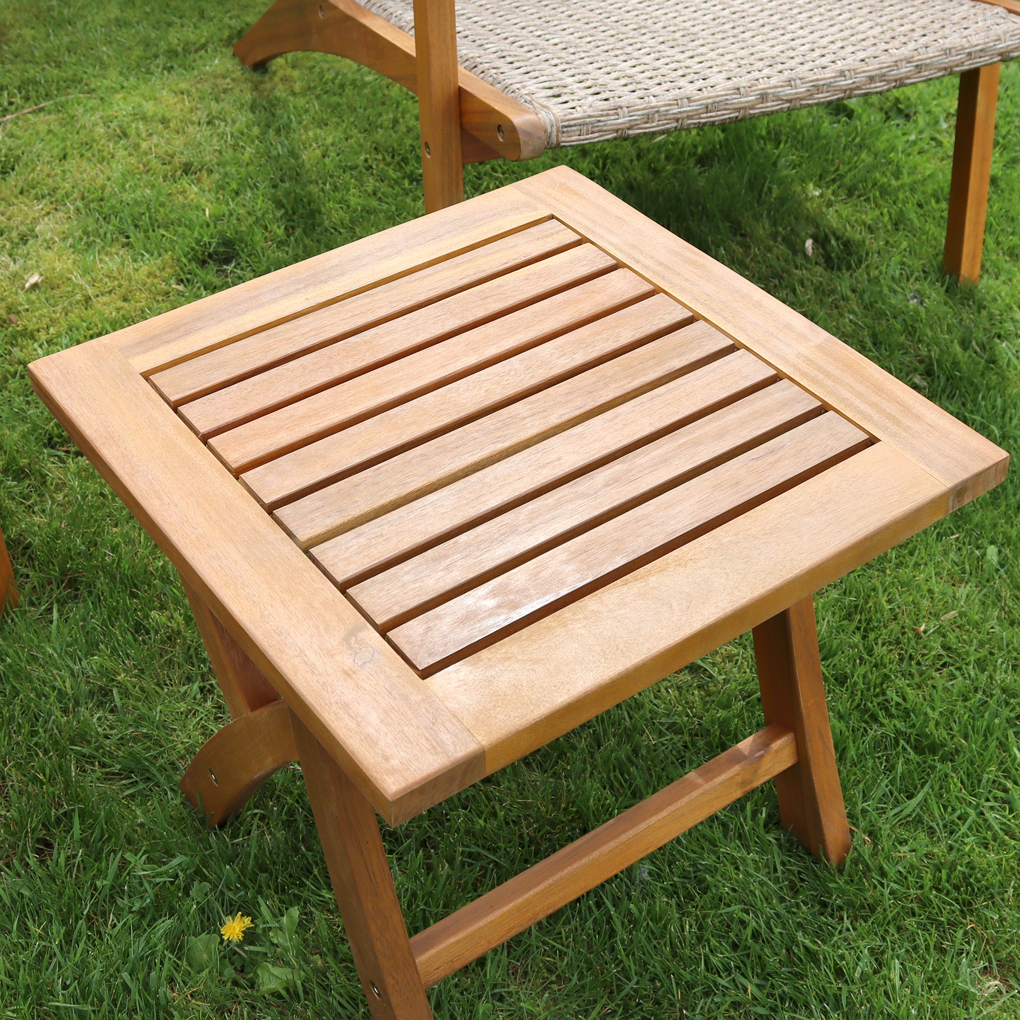 2 Seater Acacia Wood And PP Wicker Garden Bistro Set