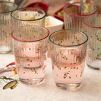 Set Of 6 Christmas Hollyberry Glass Tumblers