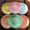 Set Of 6 Stoneware Rainbow Dinner Plates