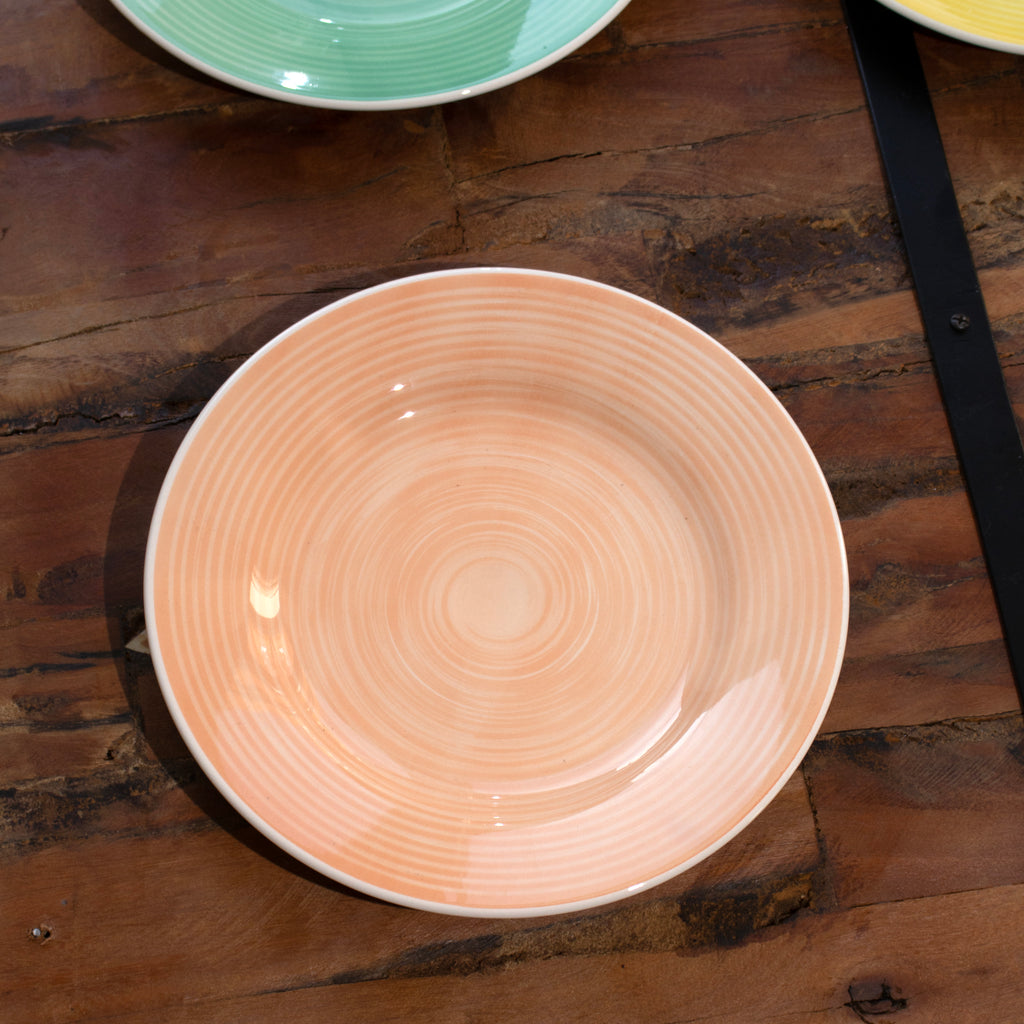 Set Of 6 Stoneware Rainbow Dinner Plates