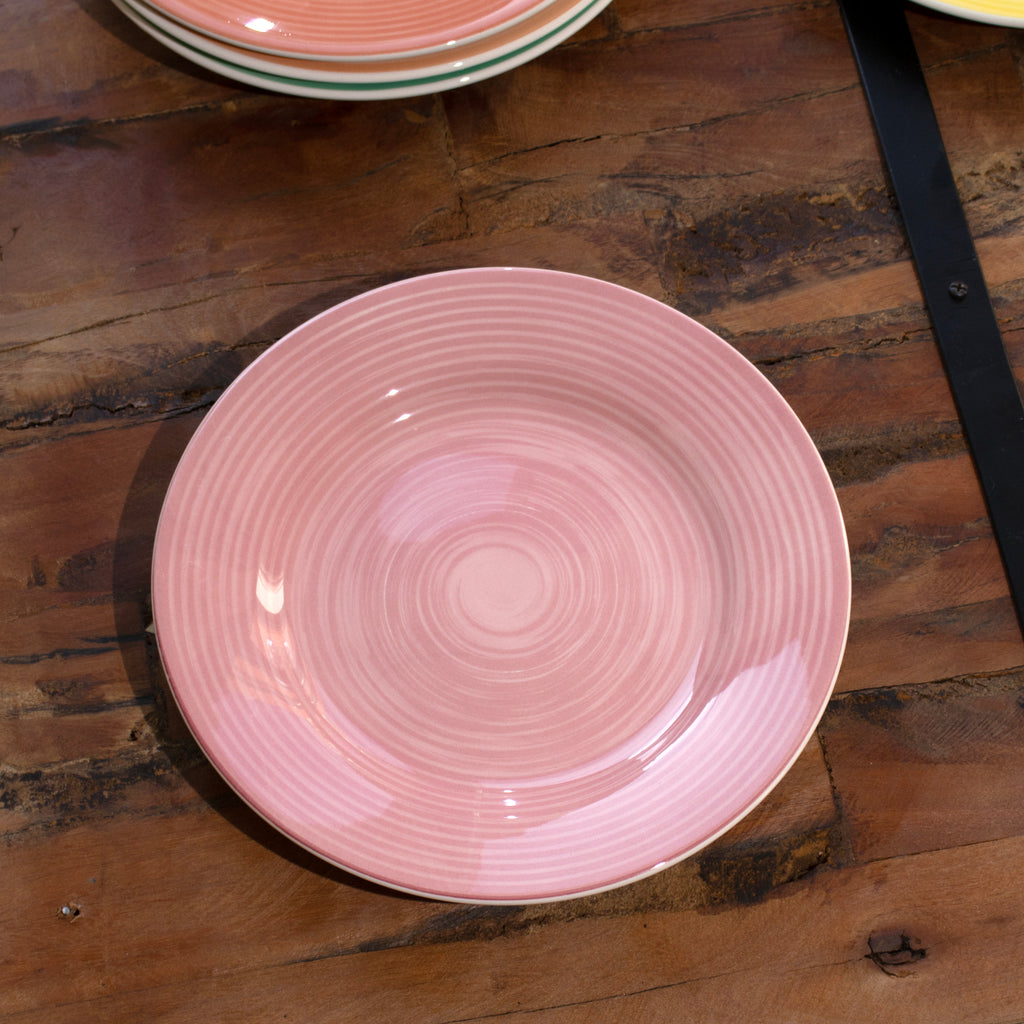 Set Of 6 Stoneware Rainbow Dinner Plates