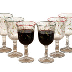 Set Of 6 Christmas Hollyberry Wine Glasses