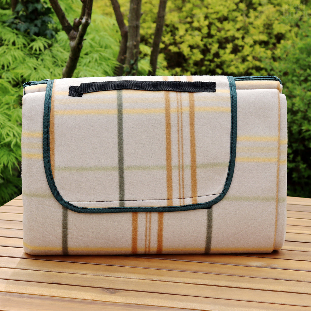 Foldable Beige Tartan Picnic Mat