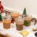 Set Of 4 Ribbed Glass Christmas Handle Mugs