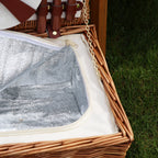 4 Person Fitted White Wicker Picnic Basket