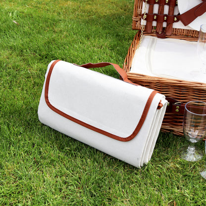 4 Person Fitted White Wicker Picnic Basket