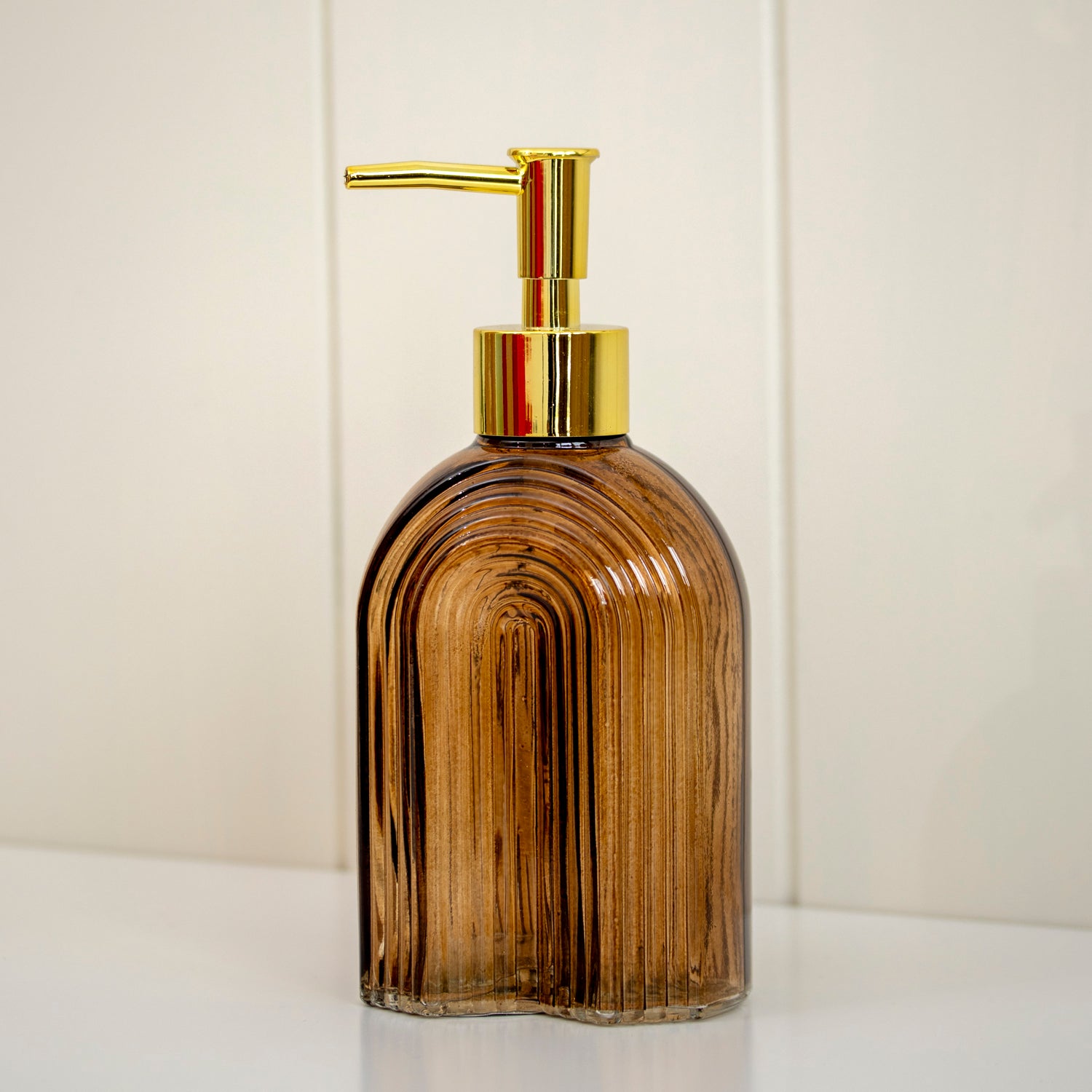 500ml Ribbed Arch Glass Soap Dispenser
